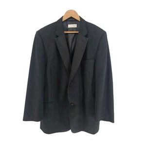Calvin Klein Men's Size 48L Black Single Breasted Wool Sport Coat Blazer‎ *